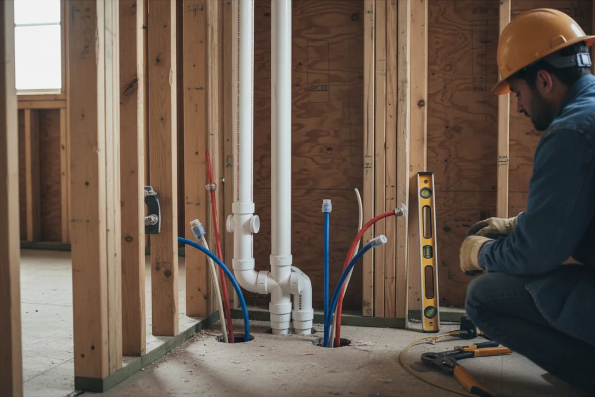 Drain and supply rough-in during Sump Pump Repair in Minden